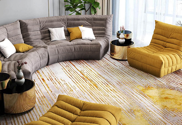 Полукруглый бескаркасный диван ДеФранс в гостиной